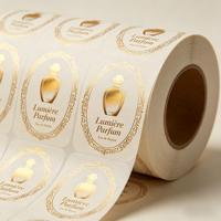 Autocollants personnalisés pour bouteilles de cosmétiques et de parfums, impression dorée à chaud, vinyle adhésif transparent, autocollant de logo imperméable
