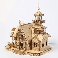 Puzzle 3D en bois à assembler soi-même, thème Cottage Européen, pour décoration, jouet de construction
