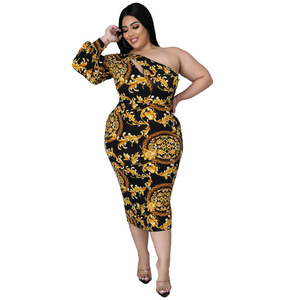 <span class=keywords><strong>Ropa</strong></span> <span class=keywords><strong>de</strong></span> mujer <span class=keywords><strong>de</strong></span> talla grande Sexy recortada <span class=keywords><strong>de</strong></span> un hombro <span class=keywords><strong>de</strong></span> manga larga vestido estampado falda <span class=keywords><strong>de</strong></span> cola <span class=keywords><strong>de</strong></span> pez - Product Image 2