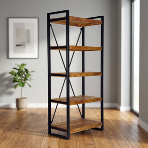 Industrial Vintage 5-Tier Iron Metal Antique Bookshelf Home Furniture Farmhouse Supermarket Apartment Living Room School - Product Image 3