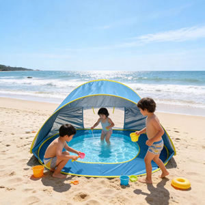 Tente de plage pop-up avec piscine, ouverture rapide pour bébés et tout-petits, abri solaire, aire de jeux aquatique extérieure - Product Image 3