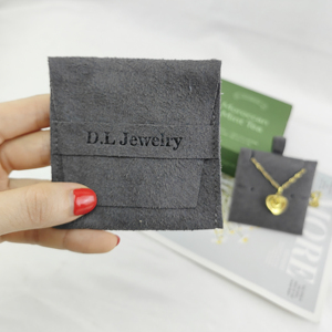 Custom logo Luxury Envelope Flap Velvet <b>Gift</b> Pouches Microfiber Suede Jewelry Packaging Bag With Insert Card ForJewelry Display - Product Image 3