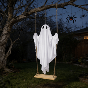 Decoración de Halloween, Fantasma Colgante de Plástico con Luces LED, Kit de Decoración para Fiestas Religiosas, Decoración de Otoño para Exteriores, Regalos - Product Image 3