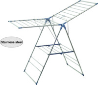 Vente chaude 14M En Acier Inoxydable Heavy Duty Pliant Rack Double-Tier Dry Racks pour Salle De Bains Vêtements Espace Conception Fonctionnelle