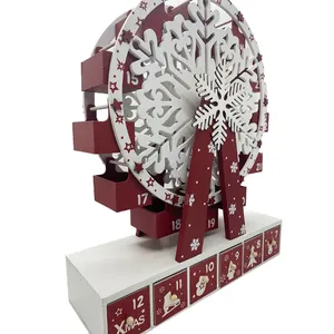Ourwarm — grande roue ronde en forme de neige, calendrier d'entrée de noël en bois avec tiroirs, pour adultes et enfants, décoration de la maison, 2022