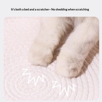 Lit pour chat en sisal tissé, rond, respirant, toutes saisons, fait main, avec coussin lavable pour chats d'intérieur