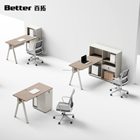 Escritorio de Oficina Individual Elegante con Cajón con Cerradura y Gabinete de Almacenamiento |   Escritorio Moderno para Computadora con Patas en Forma de A para Oficina en Casa