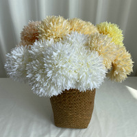 Arreglo Floral Artificial de 6 Cabezas con Alambre Dorado, Bola de Seda, Planta Verde, para Decoración de Bodas, Exteriores, Hogar, Auditorio, Estilo Simple