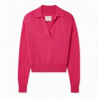 Pull en maille court à col en V et revers 12GG personnalisé OEM pour femme, vente en gros, marque privée, faible MOQ, échantillon rapide, tricot en vrac