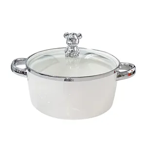 Hot Sales new style Ceramic Soup bowl Silver plated noodle bowl with lid Customizable wholesale