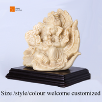 Figurine d'éléphant Ganesha en résine personnalisée de haute qualité Sculpture de décoration de la maison en couleur ivoire prix d'usine en gros