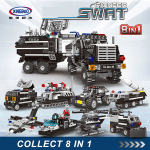 XINGBAO, novedad de 13003, <span class=keywords><strong>serie</strong></span> <span class=keywords><strong>Swat</strong></span> 8 en 1, juegos de camiones Pioneer <span class=keywords><strong>Swat</strong></span>, bloques de construcción, vehículos blindados, avión, barco, helicóptero, ladrillos - Product Image 2
