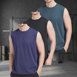 <b>Mens</b> Cotton Blend Stand Collar Tank Top Sleeveless Gym Training Shirt Stretch Fit Athletic <b>Vest</b> Casual Workout Apparel Custom - Product Image 3