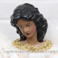Nouvel ange de Noël 2026 de 40 cm avec sceptre, sommet de sapin de Noël, ange afro-américain, décoration pour la maison et les fêtes