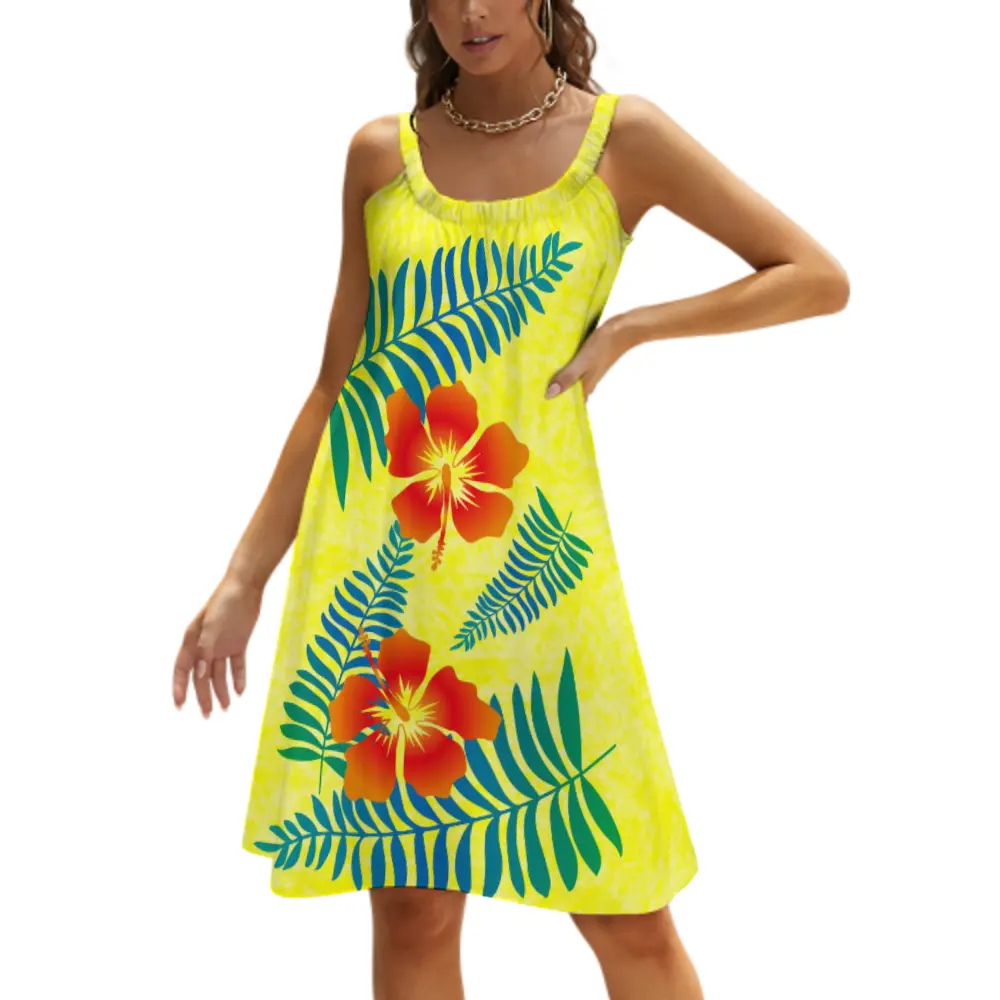 Custom Polynesian Samoan Tribal Pattern Design Casual Dresses Beach Sling Dress New Arrival Sleeveless Dress With Halter Strap