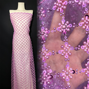 2024 nuevo diseño 3D flor bordado encaje tela Francia encaje tela con cuentas para elegante vestido de noche tela - Product Image 1
