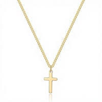 Collier avec pendentif croix en acier inoxydable plaqué or véritable 18 carats, chaîne cubaine à double face polie de 1,2 mm pour femmes et hommes