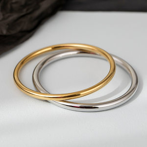 Wholesale 4mm No Fade Solid Plain Polished Stainless Steel <b>Bangle</b> Women Minimalist Closed Smooth Circle <b>Bangle</b> Fashion Stainless - Product Image 2