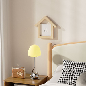 Wood <b>Light</b> Switch Cover House Shape Pine Modern Simple Wall Socket Decorative <b>Panel</b> For Home Interior - Product Image 2