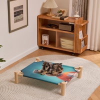 Wasserdichtes und Abnehmbares Haustierbett mit Tiermustern Katzen- und Hundebett mit Holzbeinen