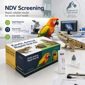 Kit <span class=keywords><strong>de</strong></span> Prueba Rápida Veterinaria para Detección <span class=keywords><strong>de</strong></span> Enfermedades en Aves y Reptiles, Sin Pedido Mínimo, Muestra Gratuita, Prueba para CPS, PBFDV, NDV, Tricho y Crypto en <span class=keywords><strong>Animales</strong></span> Exóticos - Product Image 1
