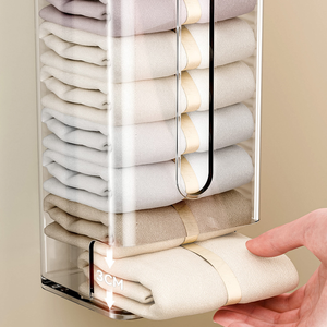 Household Plastic Underwear Stockings Wall-mounted Storage <b>Box</b> Punching Suction Cup Artifact for <b>Wardrobe</b> Clothing Organization - Product Image 5