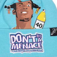 Bonnet en tricot côtelé bleu clair en acrylique avec logo personnalisé, style streetwear hip-hop, patch brodé personnage de film, pour l'hiver
