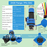 Connecteur de fil de joint de connexion rapide étanche IP68 sans soudure prise mâle femelle ZX20 connecteurs de câble circulaires Flange-7P