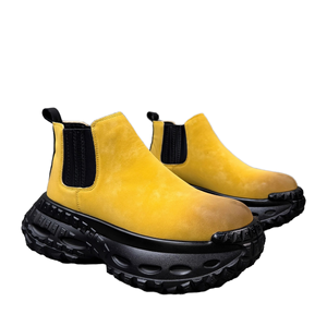 <b>Spring</b> New Fashion Trend Men's Chelsea <b>Boots</b> Lace-Up Thick-Soled High-Top Rubber Insole Height Increasing One-Step Sleeved - Product Image 2