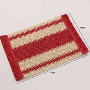 Gewebtes Papiers eil Tischset Matching Holiday Christmas Dekorative Tisch matte Jute Mixed Woven Cheese Tools Tisch matte für zu Hause - Product Image 2