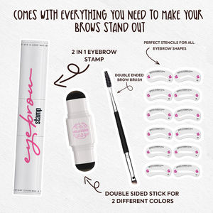 <strong>Eyebrow</strong> <strong>Stencils</strong> Brow and Hairline Hair Thickening Brow Powder Fiber 4 Color Double Head Brow Stamp and <strong>Stencil</strong> <strong>Kit</strong> - Product Image 5