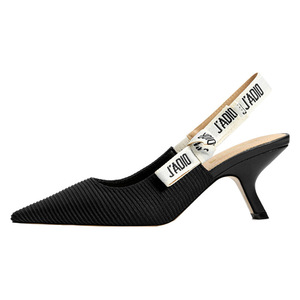 Sandali con tacco alto a punta aperta, con fiocco e tacco a forma di gatto, Nuovo Arrivo 2025, con punta a punta, decorati con lettere, tacco a spillo, taglie forti, in pelle bovina - Product Image 1