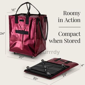 Custom Logo <b>Shopping</b> <b>Bag</b> Foldable <b>Wheeled</b> Durable Spacious Portable Grocery <b>Bag</b> <b>Shopping</b> Trolley Rolling Handbag Customizable - Product Image 3
