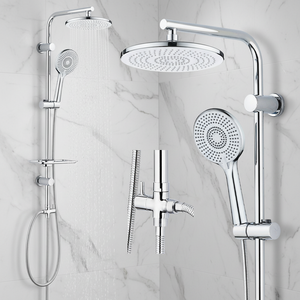 Set <span class=keywords><strong>Doccia</strong></span> di Lusso in Acciaio Inox 304 <span class=keywords><strong>con</strong></span> Deviatore, Sistema <span class=keywords><strong>Doccia</strong></span> per Bagno <span class=keywords><strong>con</strong></span> Doppia Testa Cromata - Product Image 1