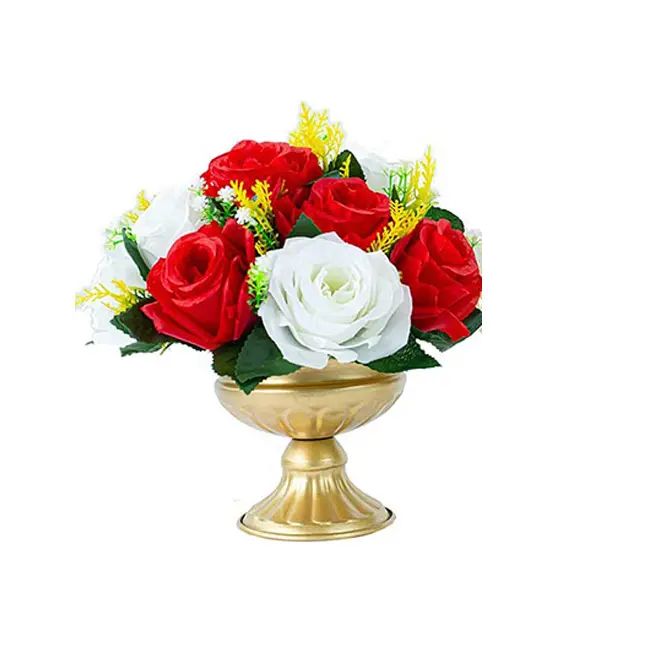 HOT Flower Vase Small VasesTall Vintage Vases for Flowers Wedding Table Centerpieces Shabby Chic Flowered Metal Urn Planter