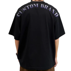 เสื้อยืดพิมพ์ลายกราฟิกเฮฟวีเวตของผู้ชายเสื้อแนวสตรีทผ้าคอตตอนขนาดใหญ่โชว์ไหล่250gsm ออกแบบได้ตามต้องการ - Product Image 5