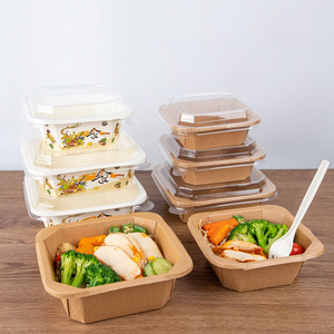 SenAng03 op voorraad Wegwerp Ecologisch Nieuw Ontwerp Salade Afhaal Kraft Papier Achtkantige Schaal met Deksel voor Koekjes en Snoep - Product Image 2