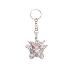 Porte-clés en cristal de démon de dessin animé, plaqué or et argent, avec cristaux synthétiques, pour accessoire de mode - Product Image 5