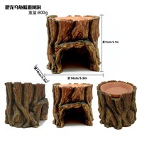 Décoration d'aquarium en résine, abri humidifiant en forme de trous d'arbre pour reptiles, tortues terrestres, lézards, animaux de compagnie et petits animaux