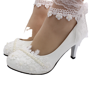 {<span class=keywords><strong>Star</strong></span> Cat} Vestido de novia Tacones altos Novia blanca Zapatos de talla grande {Manufacturer Supply} BH157 - Product Image 1