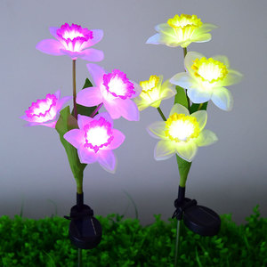 Solar Powered Daffodil Garden <b>Lights</b> 4 Pack LED <b>Outdoor</b> Flower Stake Lamp Waterproof for <b>Patio</b> Lawn Yard Decor - Product Image 3