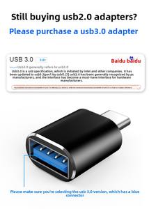 Adaptateur <span class=keywords><strong>USB</strong></span> C OTG Type-C vers <span class=keywords><strong>USB</strong></span> 3.0 en alliage d'aluminium pour iPhone 15/16 MacBook Pro/Air Tablette Ordinateur Accessoires - Product Image 4