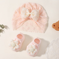 Nouvelle mode transfrontalière Asie du Sud-Est : Ensemble bandeau et chaussettes décoratifs en maille, faits main, avec nœuds et paillettes pour enfants