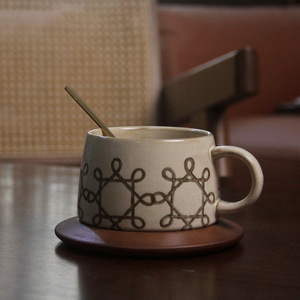 แก้วกาแฟ/นมเซรามิกแบบหยาบเคลือบสีสไตล์วินเทจ - Product Image 5