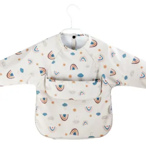 Tablier pour bébé et enfant en bas âge, blouse imperméable avec tug-pro 6-36 mois, tissu PU, bavoir écologique à manches longues pour bébé