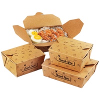 Biodegradable Printed Take Away Kraft Paper Box Disposable Lunch Paper Food Containers Packaging Box