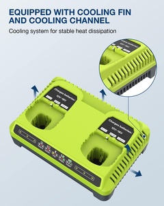 <span class=keywords><strong>Chargeur</strong></span> <span class=keywords><strong>Ryobi</strong></span> P117 à 2 ports compatible avec les batteries <span class=keywords><strong>18V</strong></span> à double chimie, <span class=keywords><strong>chargeur</strong></span> rapide pour ONE P117 P118 12V-<span class=keywords><strong>18V</strong></span> Max Li-Ion NiCd - Product Image 4