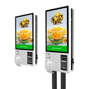 레스토랑에서 OEM 맞춤형 24 인치 4G 스마트 터치 스크린 셀프 서비스 주문 결제 키오스크 터미널 광고 지원