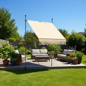 Toldo Retráctil Plegable para Patio de 5.5 M, Operación Manual, Montado en Pared, Marco de Aluminio, Tela de Poliéster con Revestimiento de PU, Protección Solar - Product Image 2