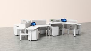 Escritorio Eléctrico Moderno <span class=keywords><strong>de</strong></span> Altura Ajustable con Doble Motor y Ángulo <span class=keywords><strong>de</strong></span> 120 Grados, Sistema <span class=keywords><strong>de</strong></span> Oficina en Clúster para 3 Personas, Paneles <span class=keywords><strong>de</strong></span> Privacidad, Gestión <span class=keywords><strong>de</strong></span> Cables - Product Image 6